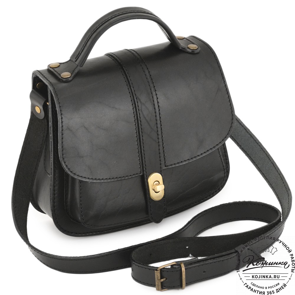 Кожаная сумка ручной работы "Париж" - с ручкой (черный)